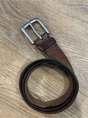 Fossil Brown Leather Belt with Silver Buckle - 43” size 36